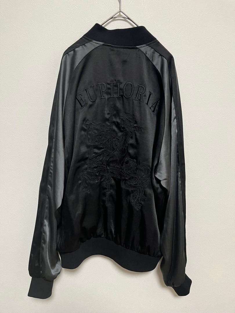 アダムエロペ ユーフォリア スカジャン M 刺繍 オーバーサイズ でかロゴ 黒灰