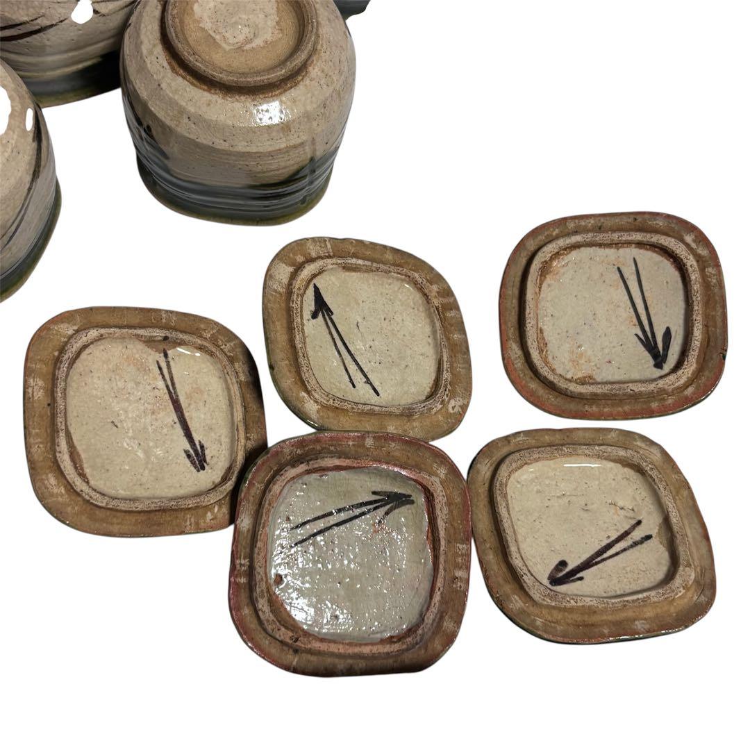 【希少品】加藤作助 織部 蓋付向付 5客揃 瀬戸焼 美濃焼 骨董