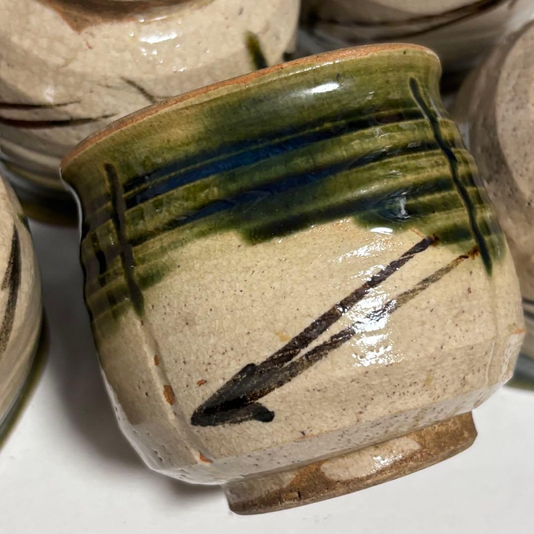 【希少品】加藤作助 織部 蓋付向付 5客揃 瀬戸焼 美濃焼 骨董