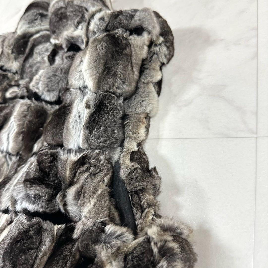 【美品】J-white チンチラファーベスト リアルファー Lサイズ