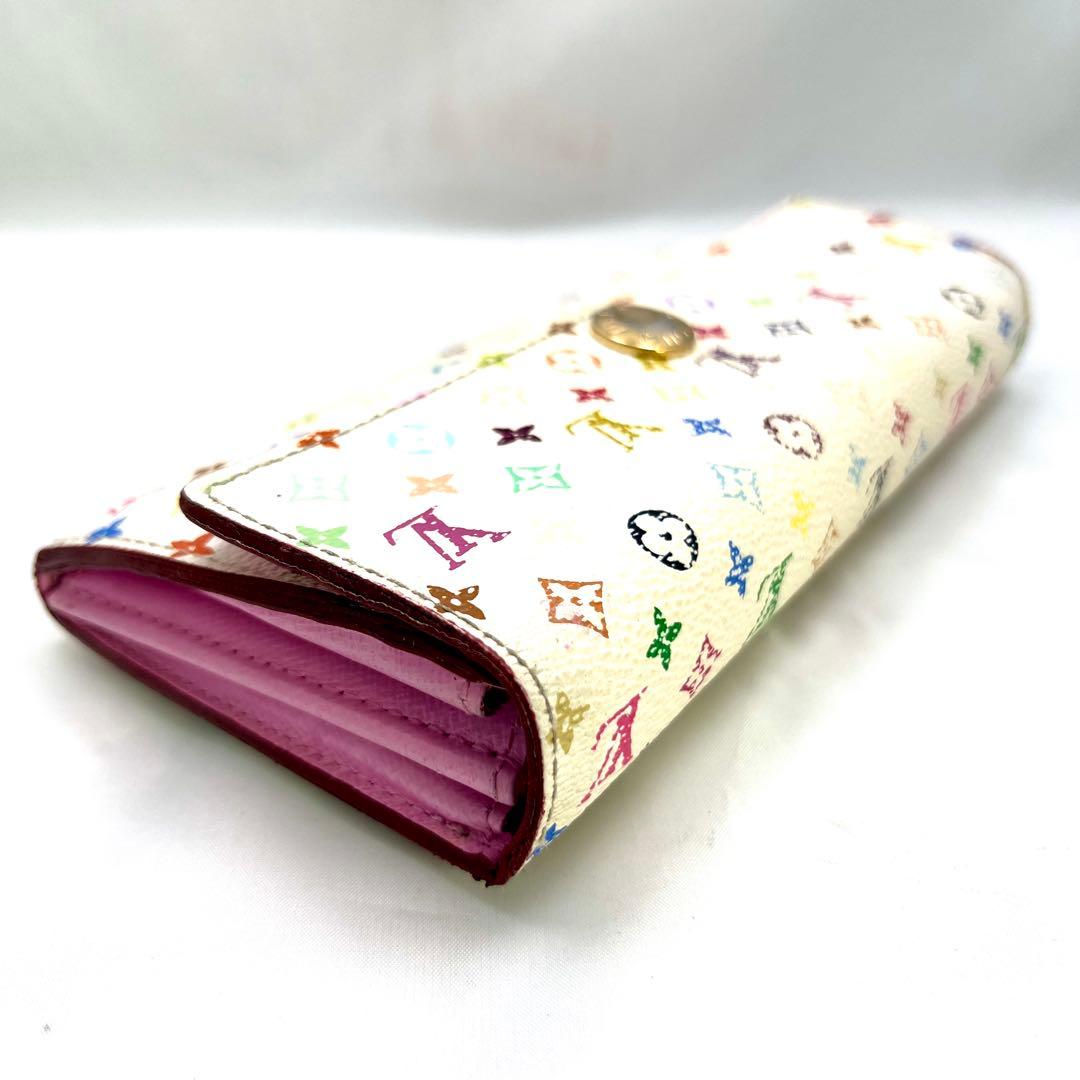 ルイヴィトン マルチカラー 村上 隆 ポルトフォイユ サラ 白×ピンク