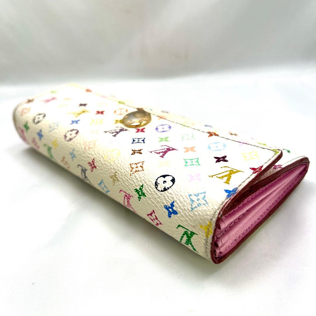 ルイヴィトン マルチカラー 村上 隆 ポルトフォイユ サラ 白×ピンク