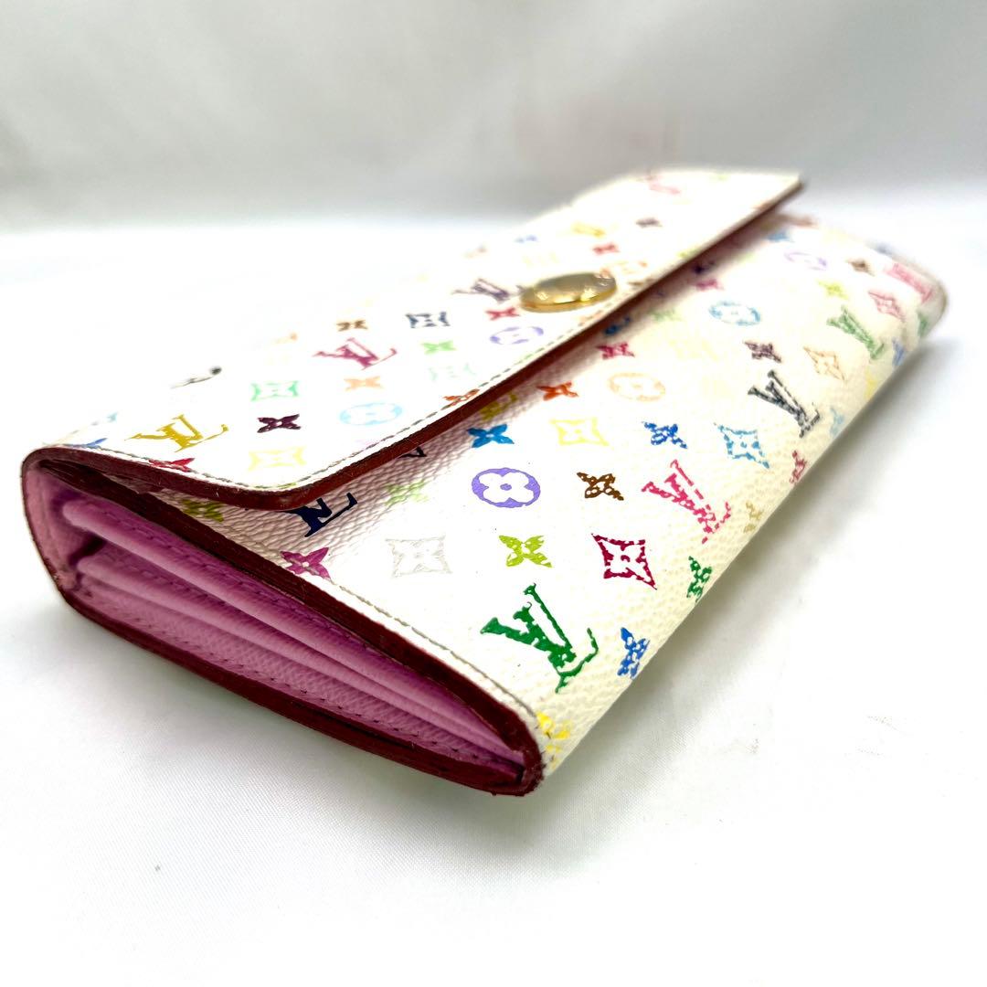 ルイヴィトン マルチカラー 村上 隆 ポルトフォイユ サラ 白×ピンク