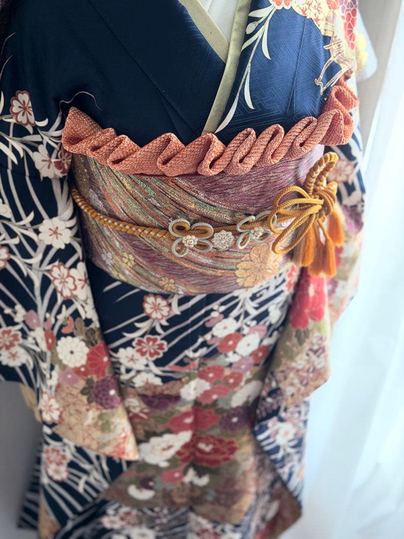 美しい振袖　フルセット　青い