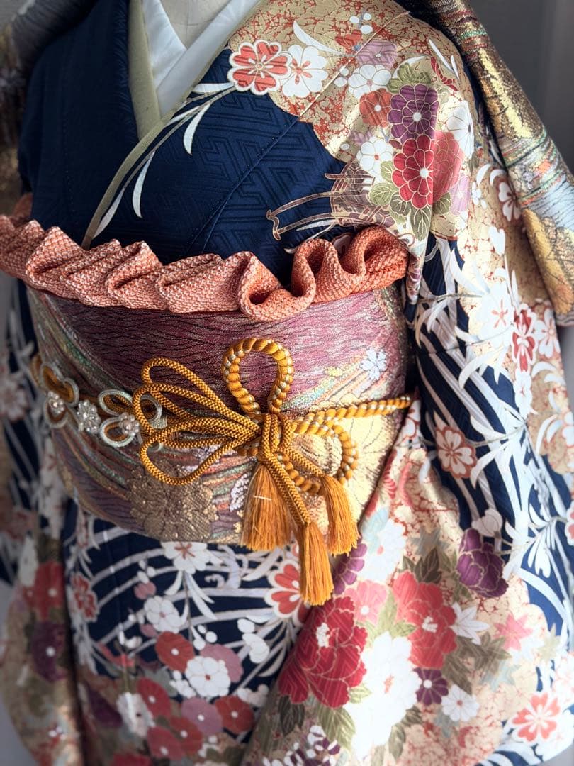 美しい振袖　フルセット　青い