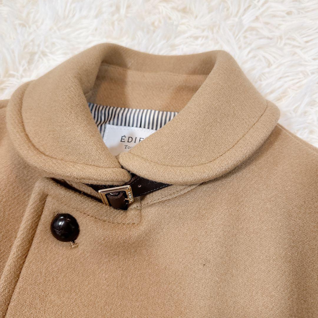 美品 EDIFICE メルトン ラウンドカラー　コート くるみボタン L