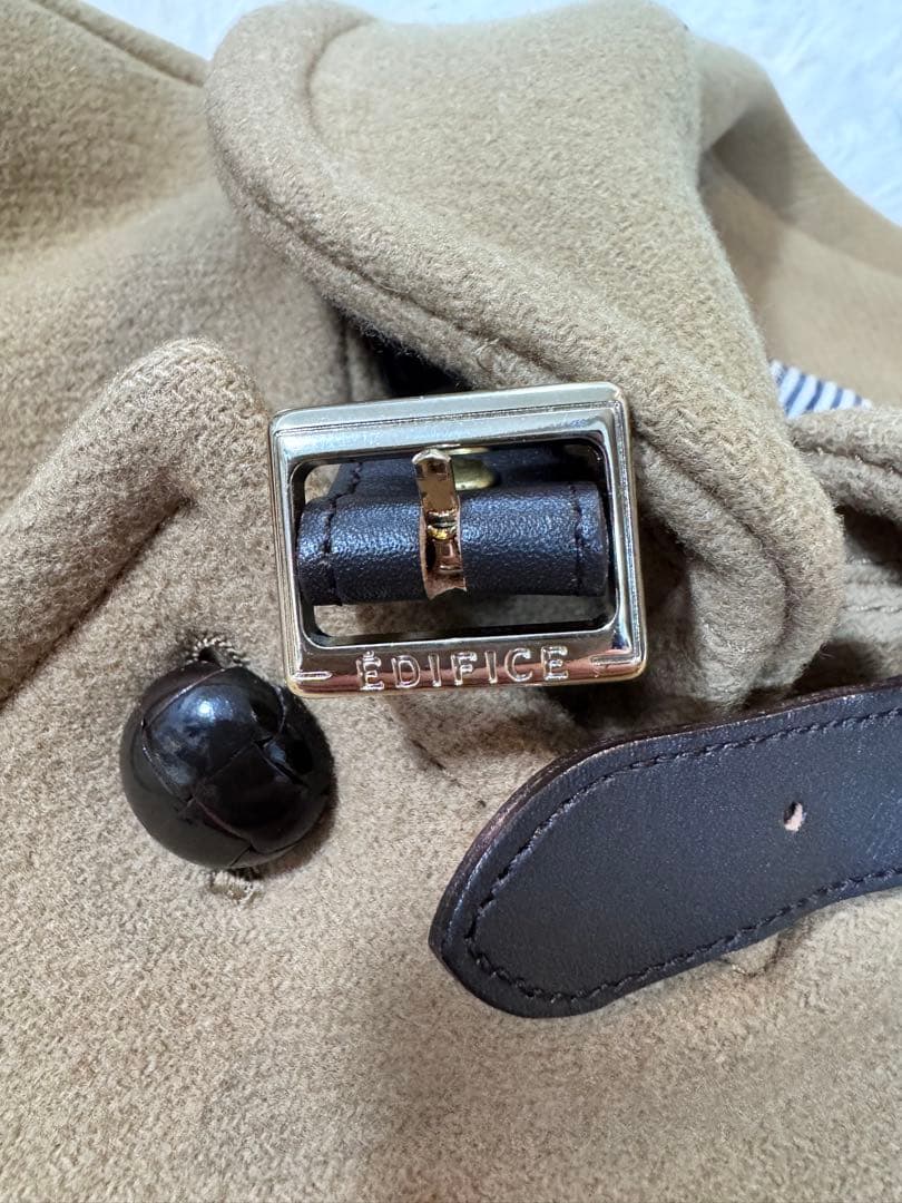 美品 EDIFICE メルトン ラウンドカラー　コート くるみボタン L