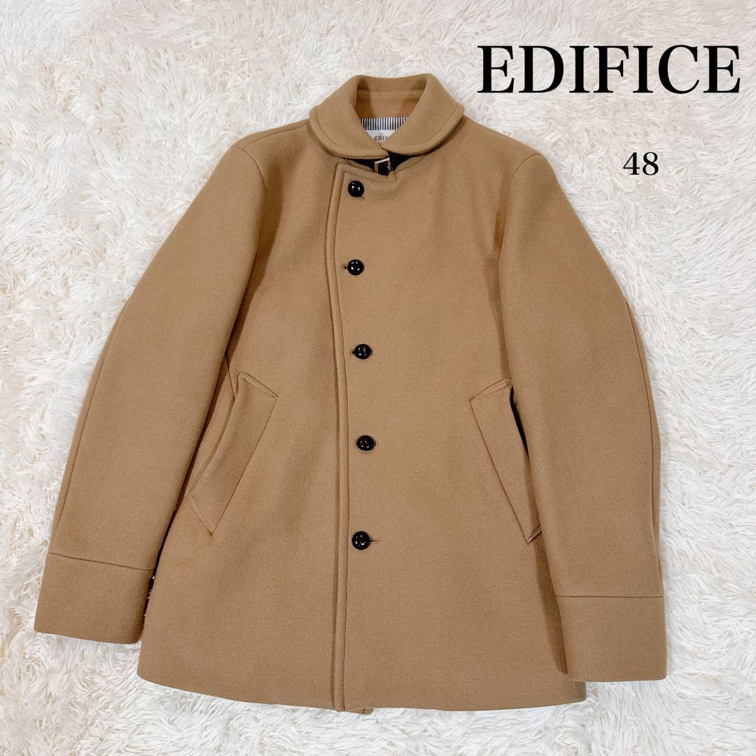 美品 EDIFICE メルトン ラウンドカラー　コート くるみボタン L
