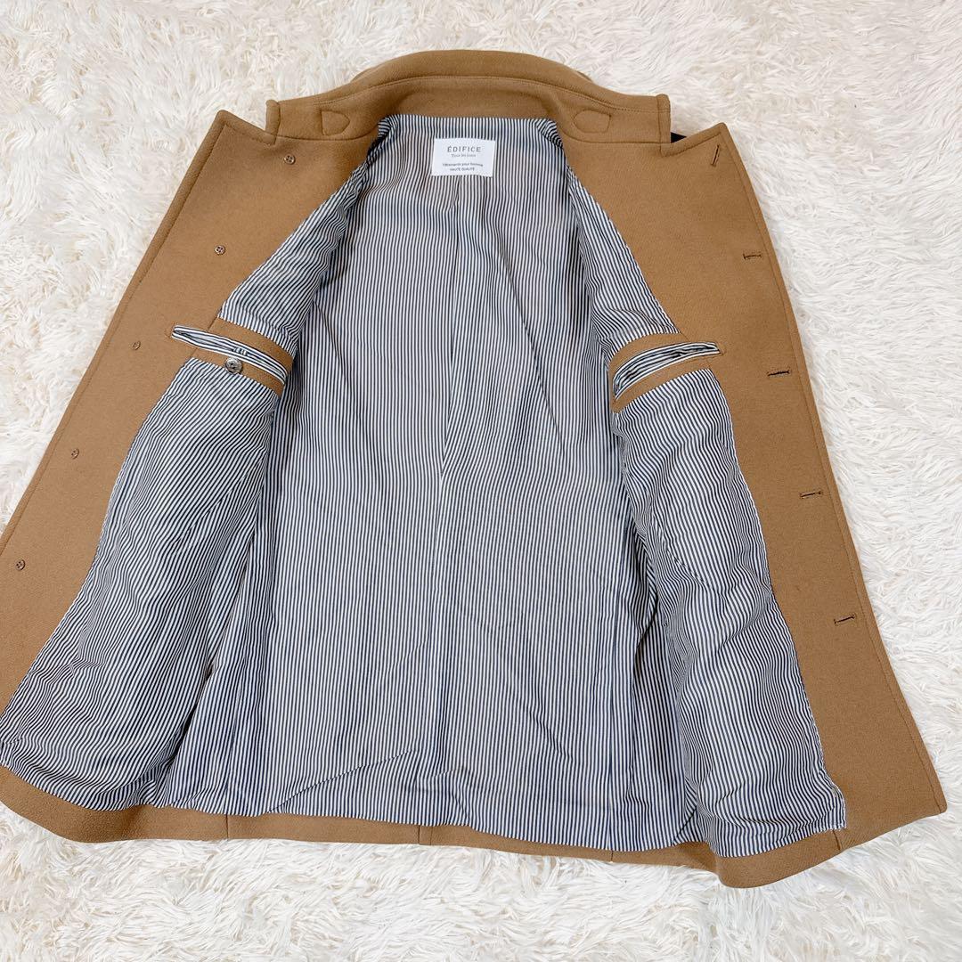 美品 EDIFICE メルトン ラウンドカラー　コート くるみボタン L