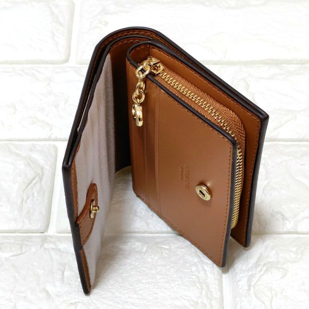 新品未使用⭐COACH ブラウン 二つ折り財布　シグネチャー　馬車ロゴ