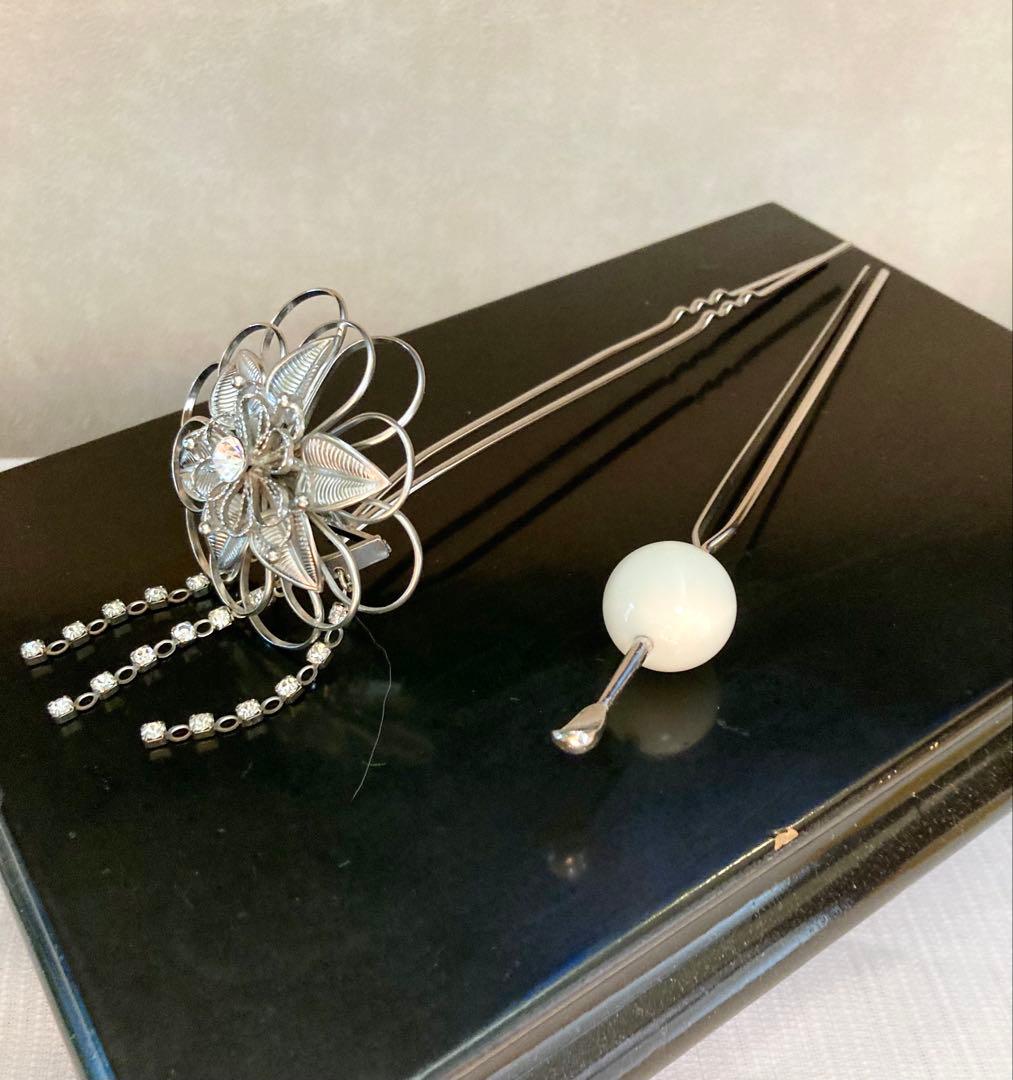 専用　成人式　七五三　花嫁簪　櫛平打ち簪　花簪　ビラ簪　玉簪　Uピン簪　水引簪