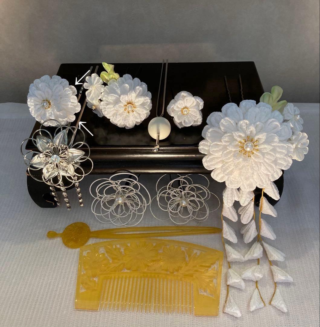 専用　成人式　七五三　花嫁簪　櫛平打ち簪　花簪　ビラ簪　玉簪　Uピン簪　水引簪