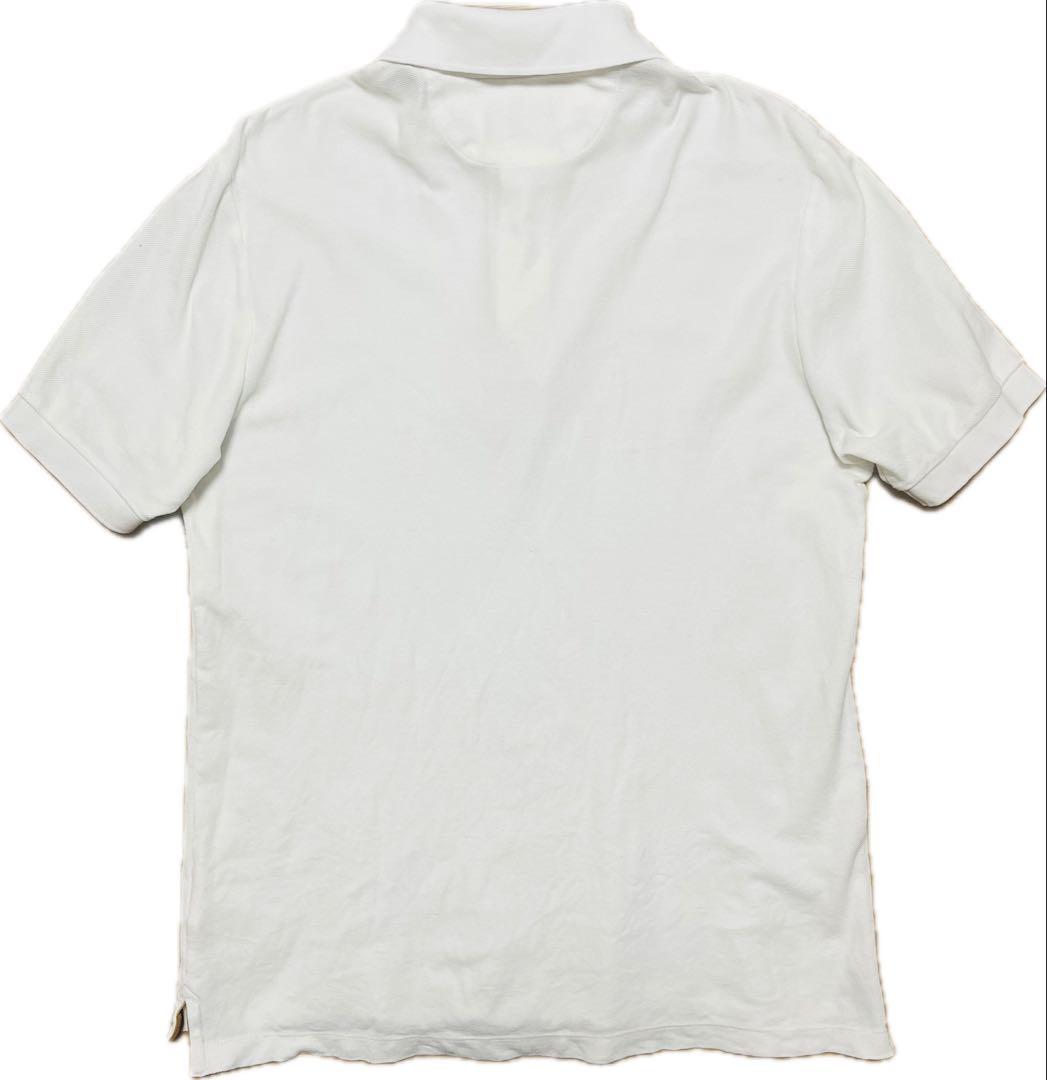 装飾ボタン　カラフルマルチストライプ　ポロシャツ白XL 現行　PAULSMITH