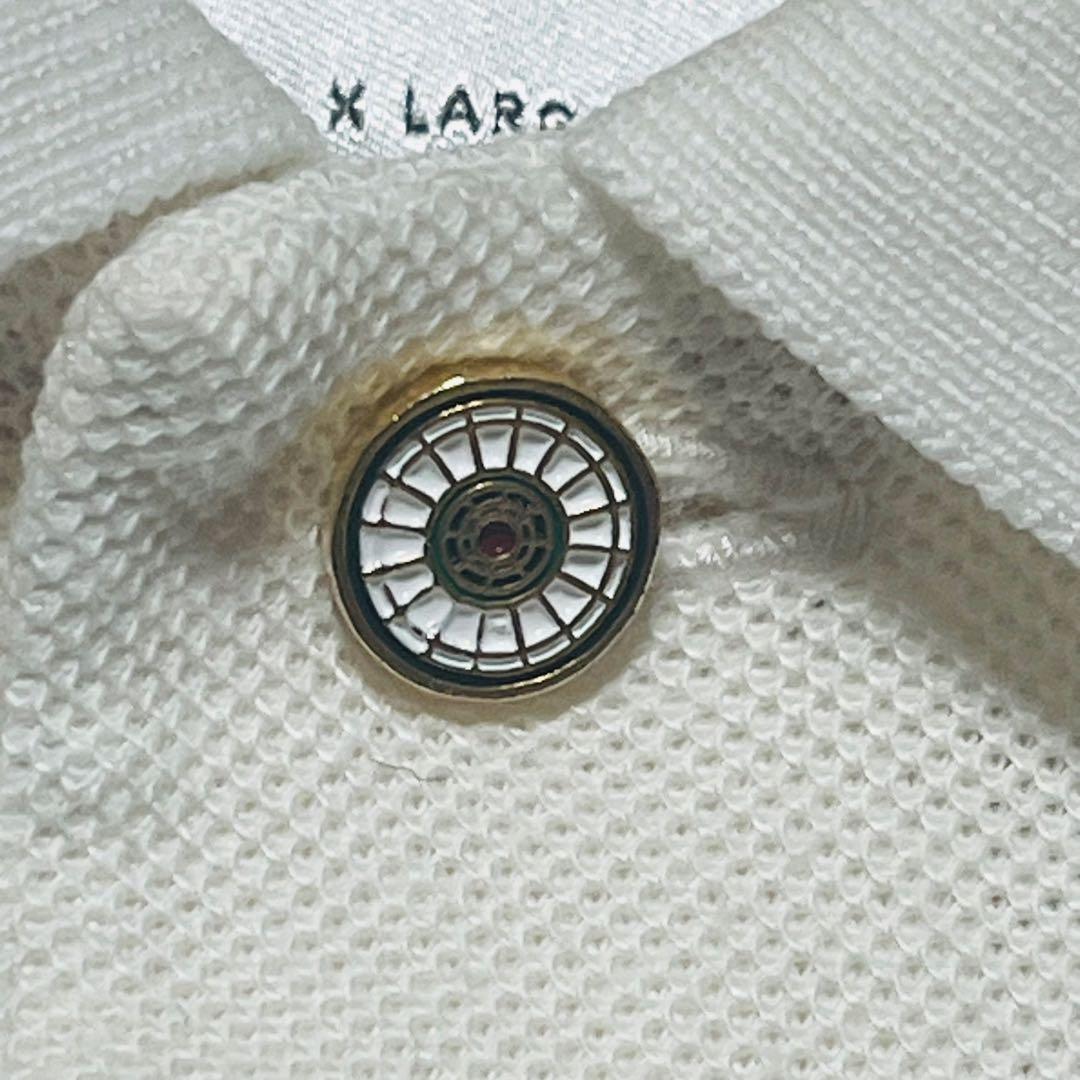 装飾ボタン　カラフルマルチストライプ　ポロシャツ白XL 現行　PAULSMITH