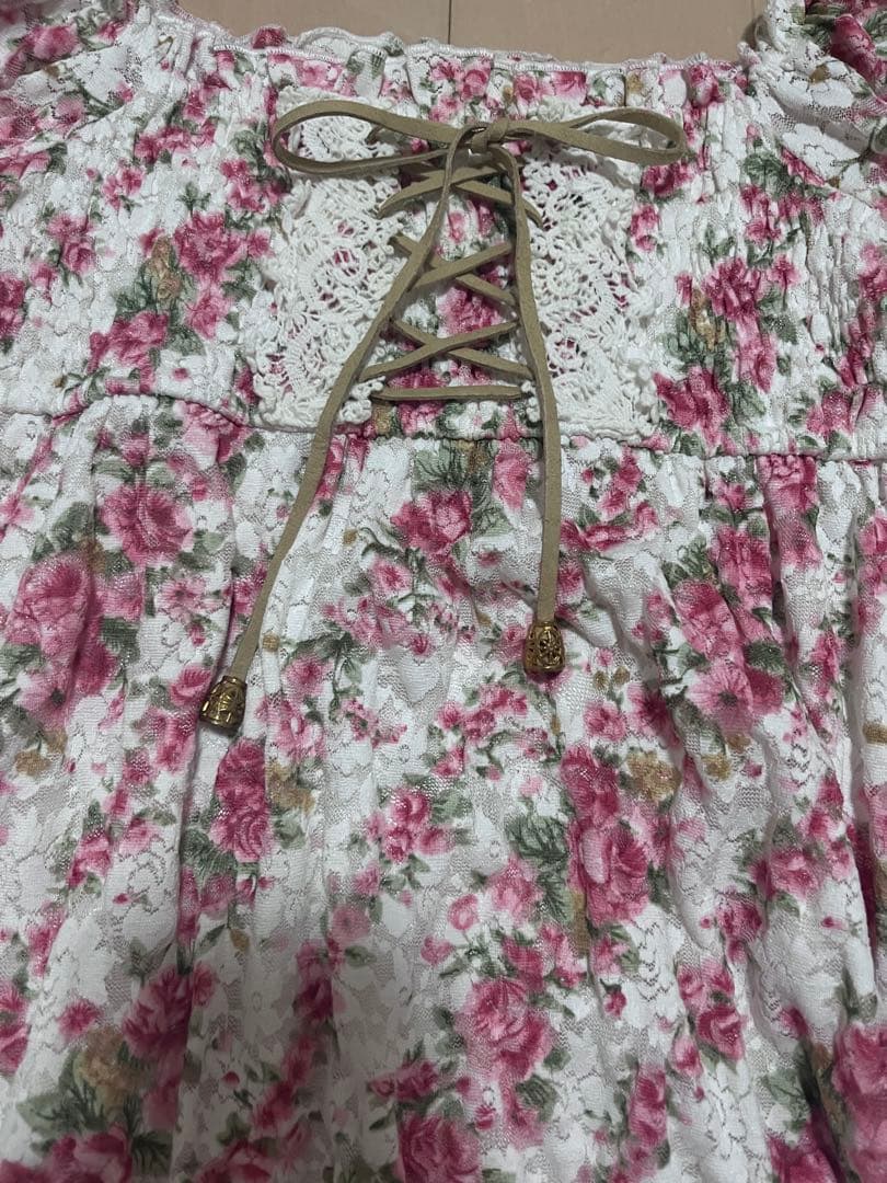 当時物 PinkMix 編み上げ花柄レース 姫ギャル森ガールy2k平成フェアリー