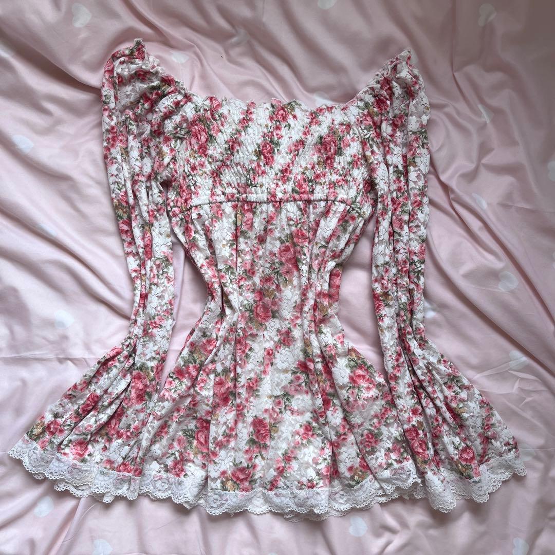 当時物 PinkMix 編み上げ花柄レース 姫ギャル森ガールy2k平成フェアリー