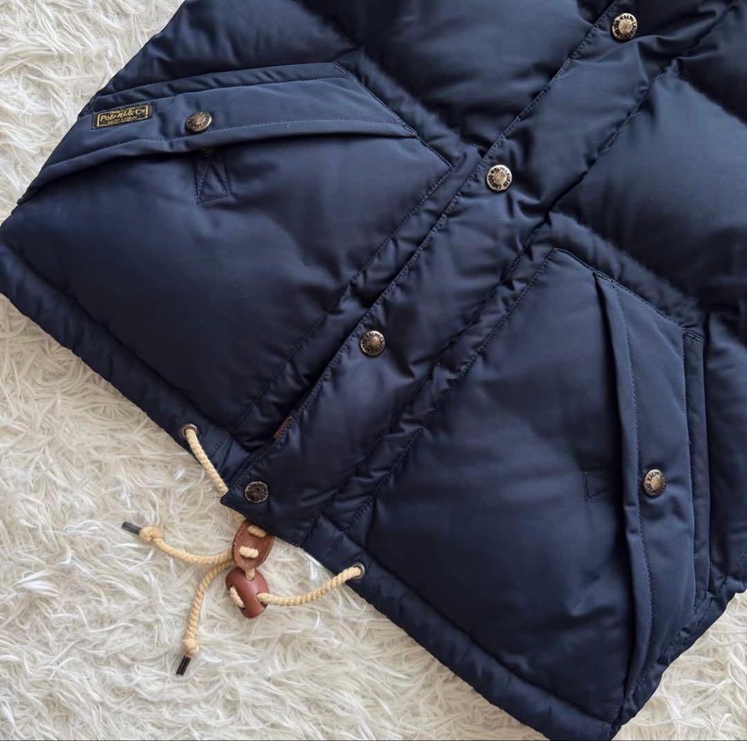 ポロラルフローレン　ダウンベスト　ポニー刺繍　2way フード　ネイビー　M