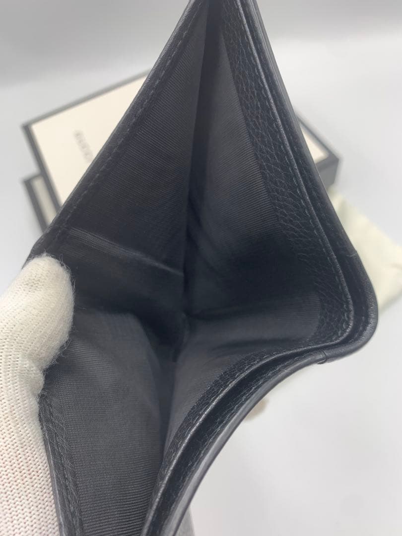 GUCCI 二つ折り財布 GGグッチ 小銭入れ レザー ブラック 黒 P55
