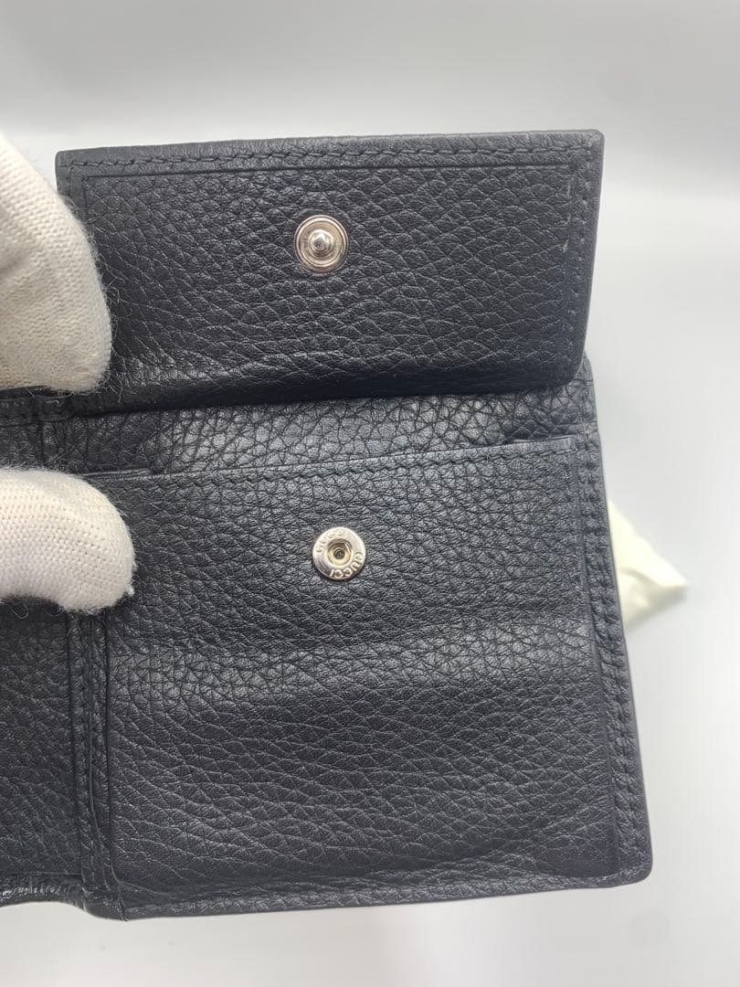 GUCCI 二つ折り財布 GGグッチ 小銭入れ レザー ブラック 黒 P55