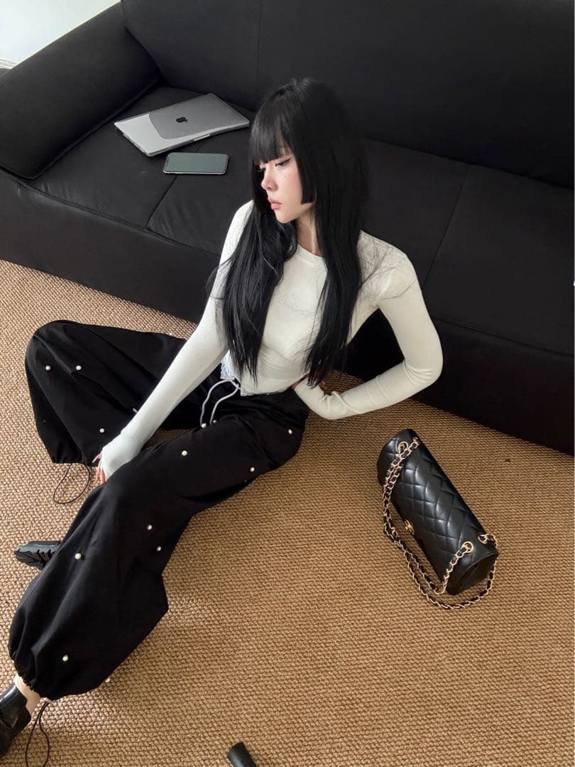 ANDWANG Pearl dot nylon pants パール パンツ