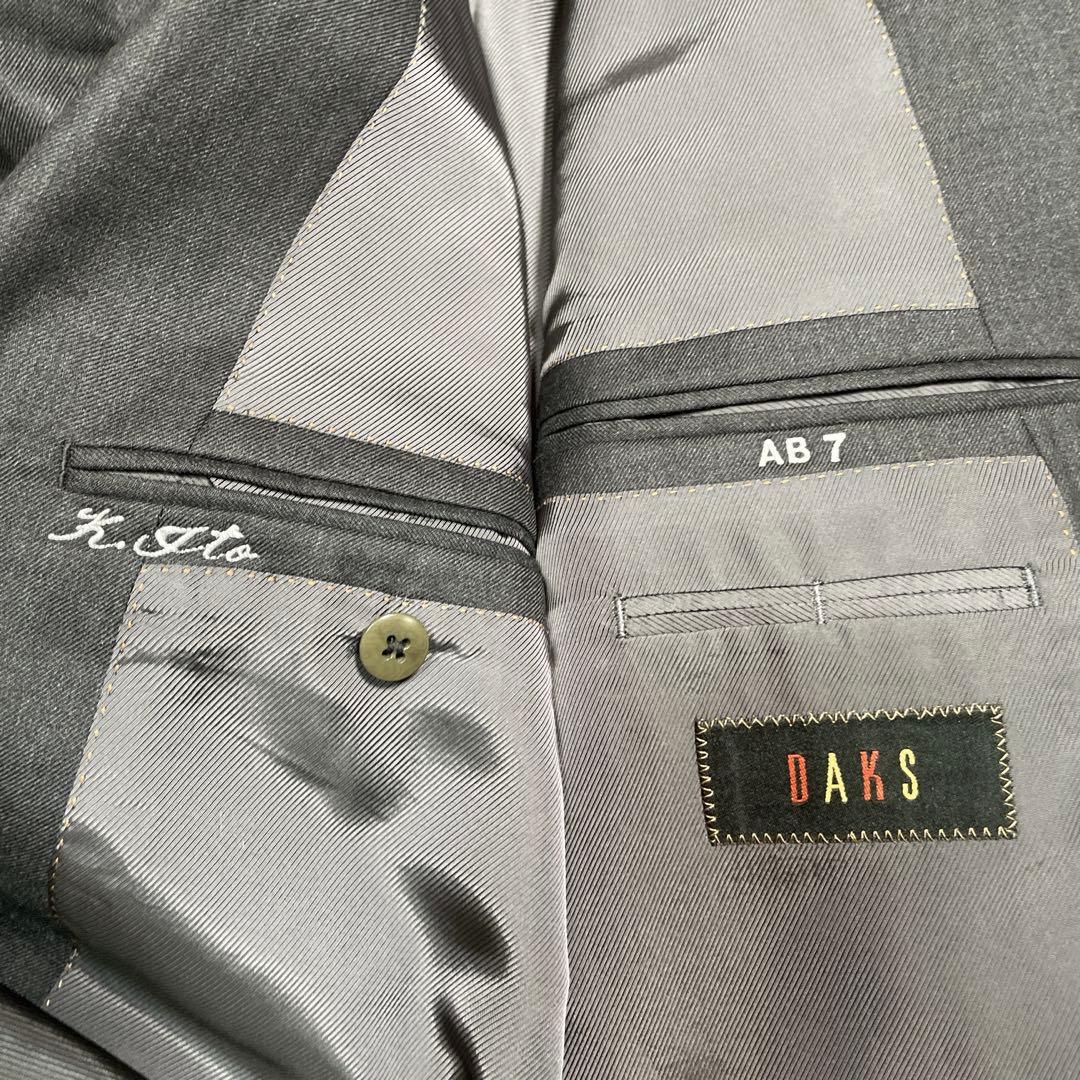 極美品　DAKS スーツ　セットアップ　3ピース　ベスト　グレー　XL