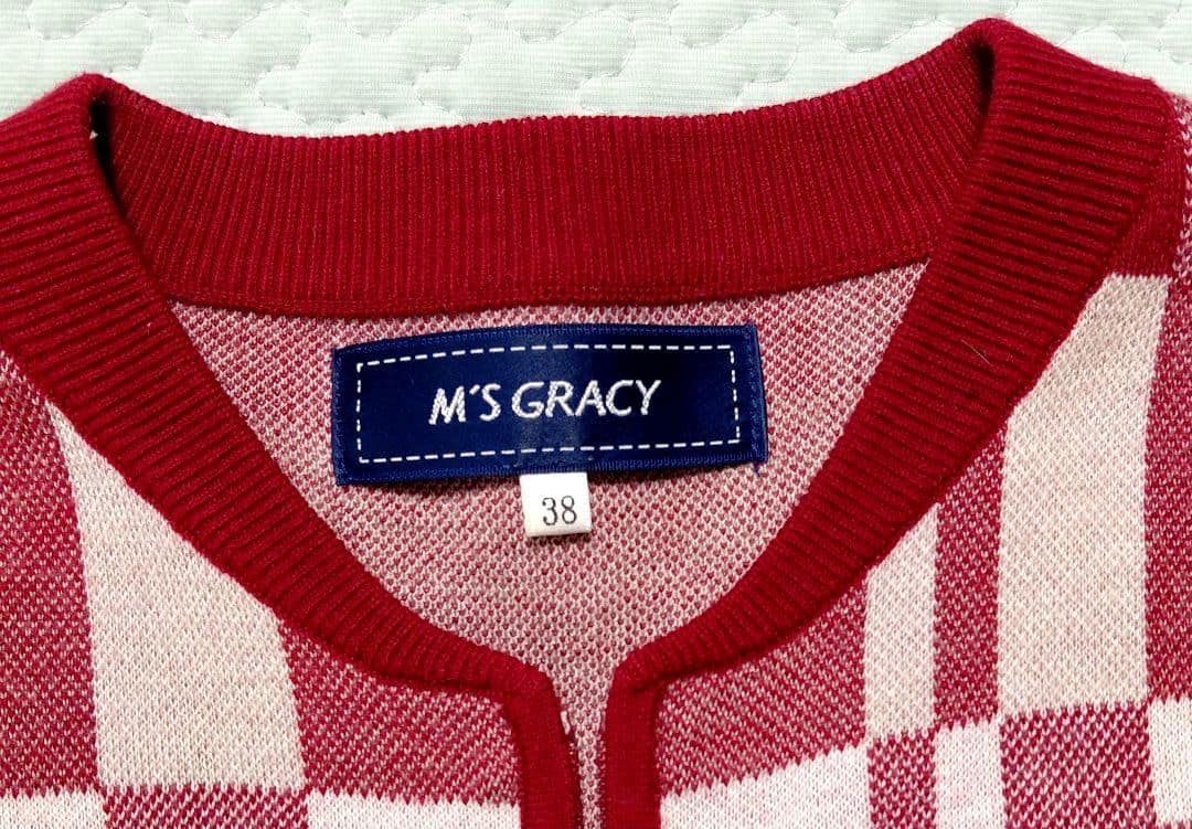 M'S GRACY チェック柄ジップニットジャケット 38