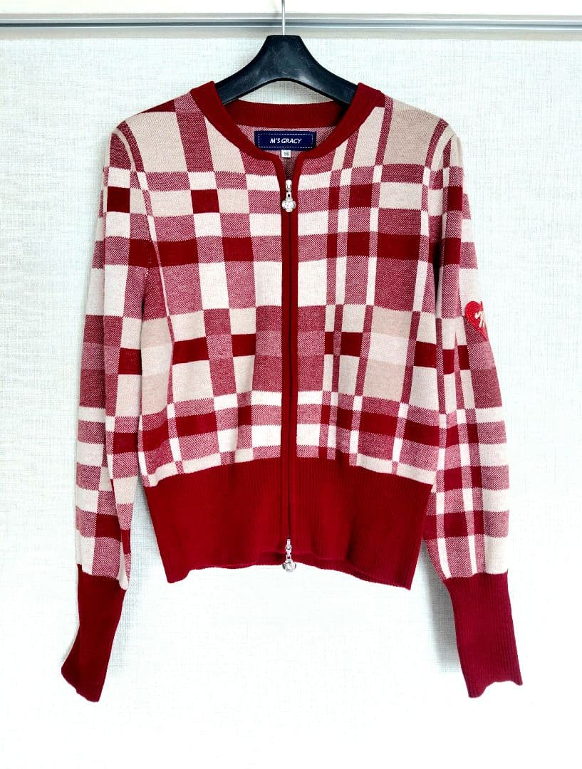 M'S GRACY チェック柄ジップニットジャケット 38
