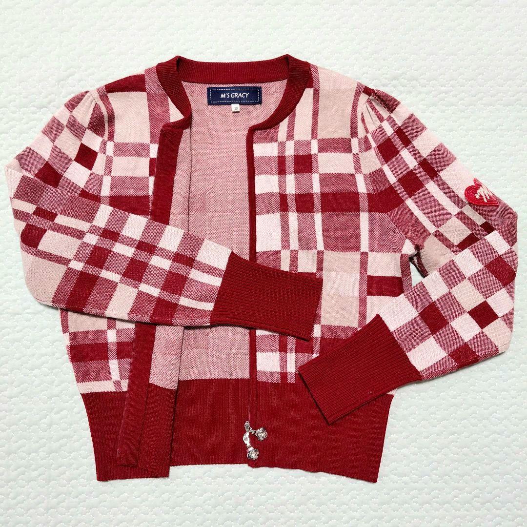 M'S GRACY チェック柄ジップニットジャケット 38