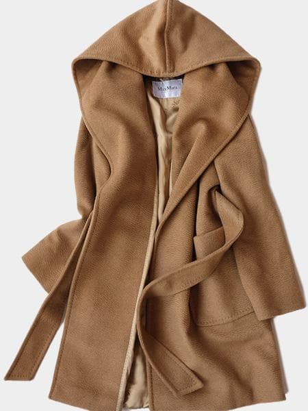 2023AW■マックスマーラピュアキャメル100％リアルトフーデットコート■42