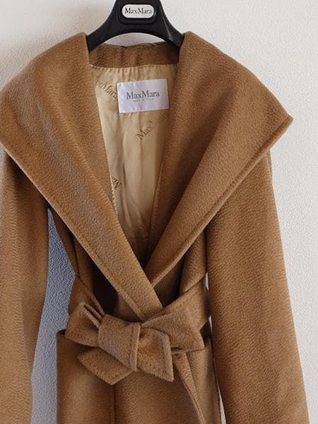 2023AW■マックスマーラピュアキャメル100％リアルトフーデットコート■42