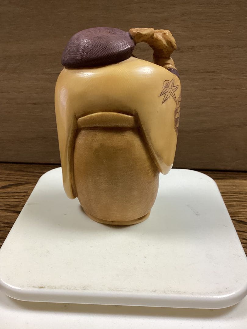 和彫刻　極上寿老人白材彫刻　骨董古美術品　高さ約3寸