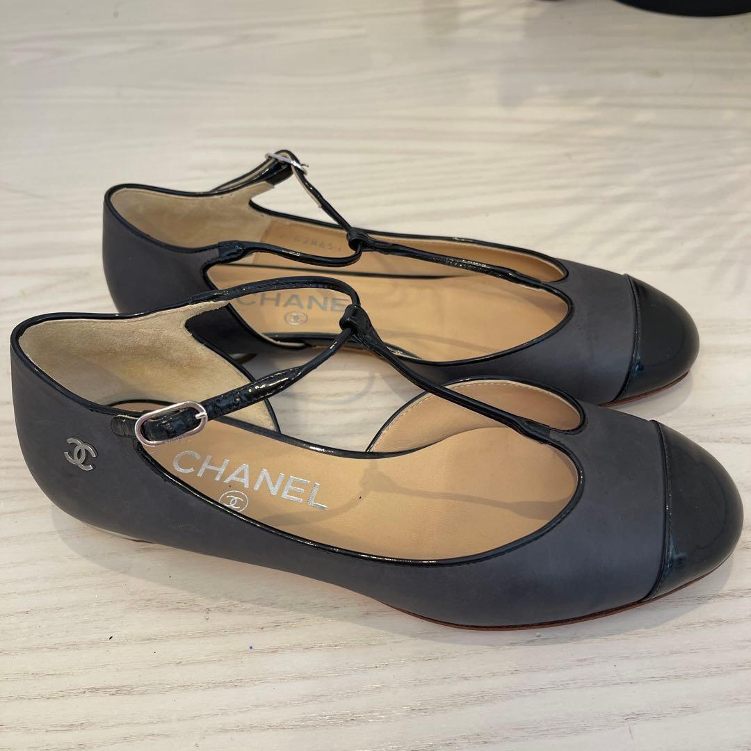 シャネル CHANEL G28651 フラットシューズ　35 1/2C