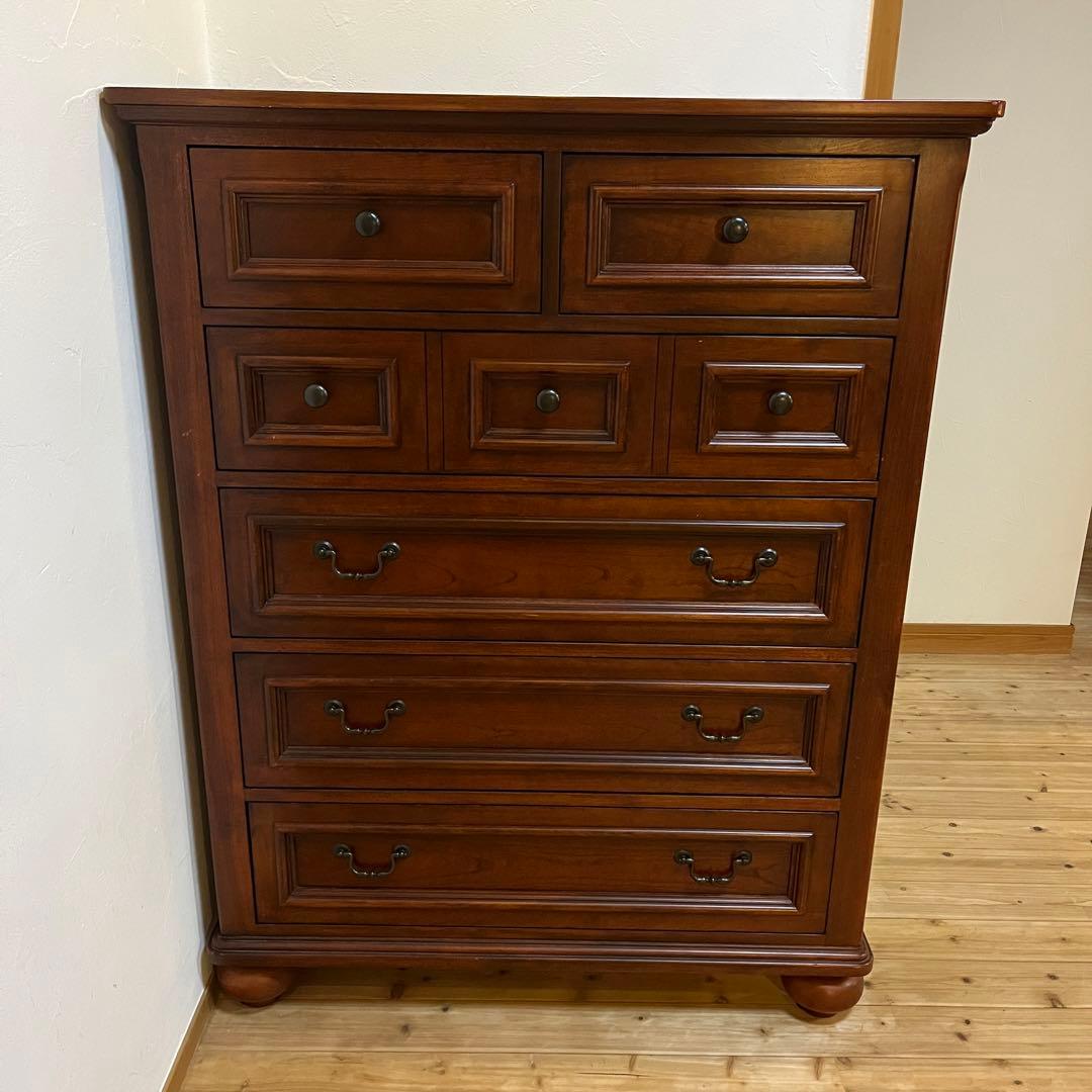 くま様＊重厚なUSAヴィンテージ調 マホガニー色 クラシカル木製ハイチェスト
