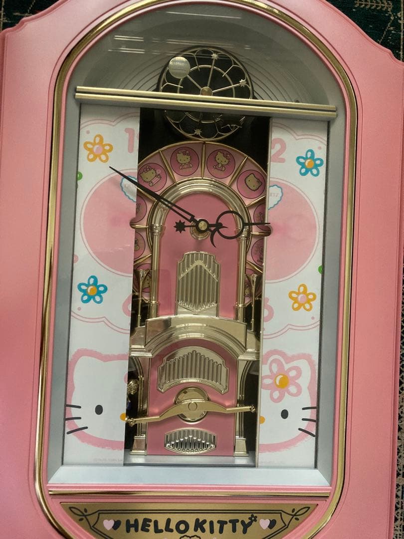 骨董品　レア　HELLO KITTY 大きいからくり時計 ピンク　キティ