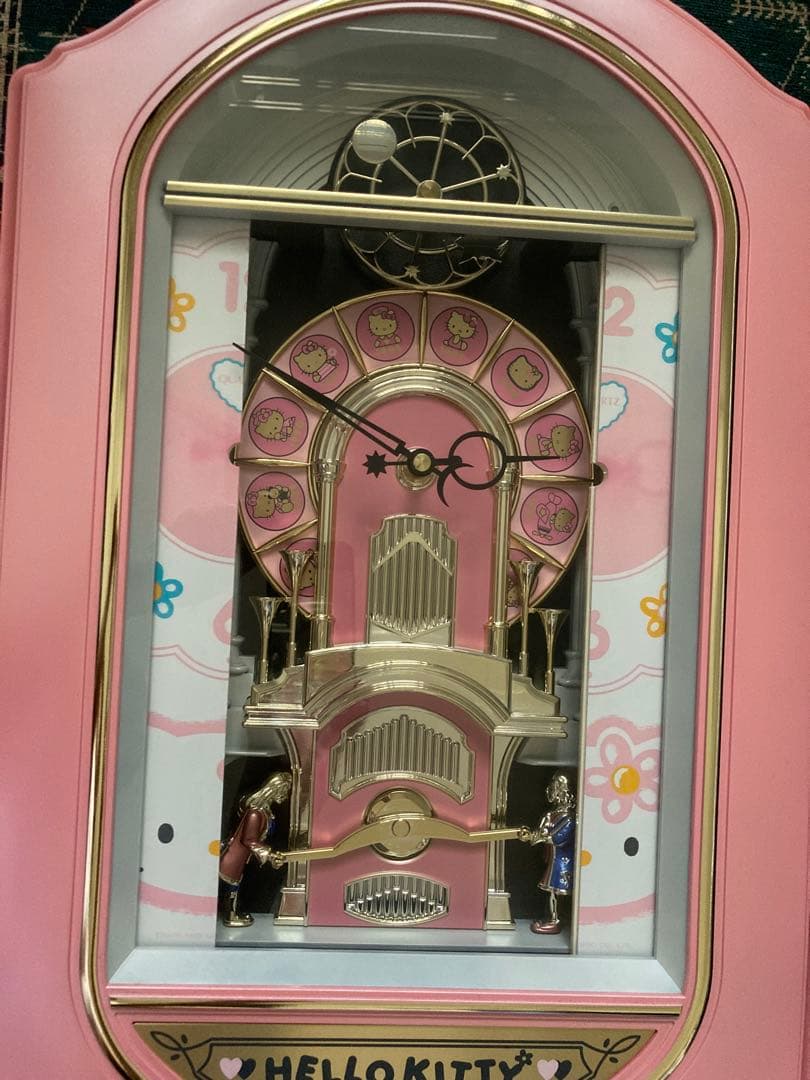 骨董品　レア　HELLO KITTY 大きいからくり時計 ピンク　キティ