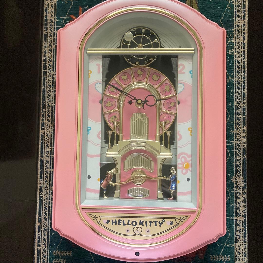 骨董品　レア　HELLO KITTY 大きいからくり時計 ピンク　キティ