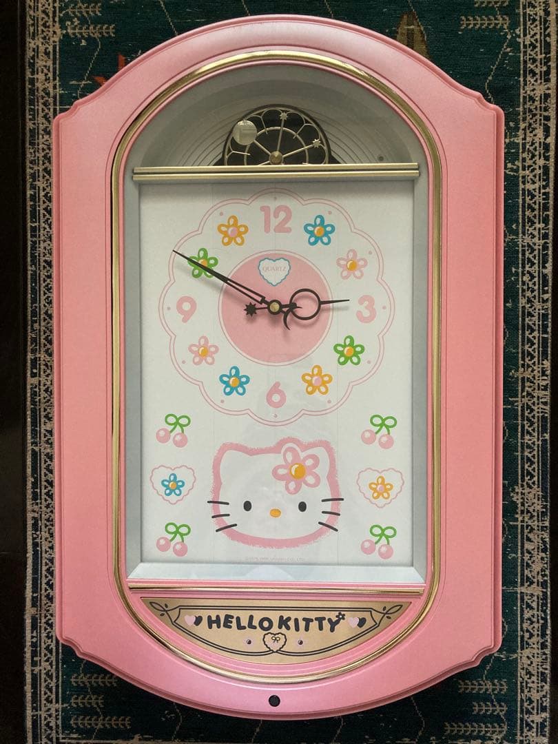 骨董品　レア　HELLO KITTY 大きいからくり時計 ピンク　キティ