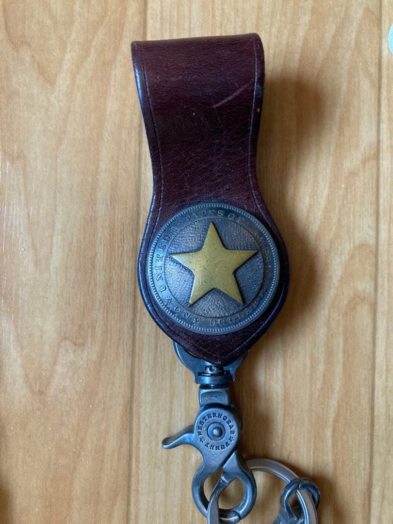 FUNNY ライダースウォレット&チェーン&ベルト　モーガンスターコンチョ　赤茶