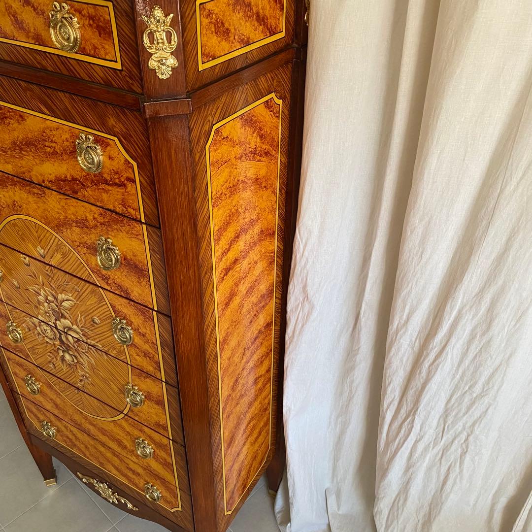 フランス製　北欧　アンティーク　チェスト　ヨーロピアン　ロココ　象嵌　象嵌細工