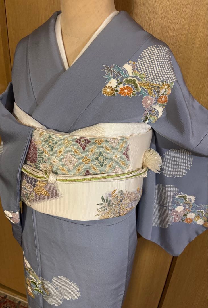 美しい日本の着物【京林】京屋林蔵 友禅と手刺繍　逸品訪問着　4点セット