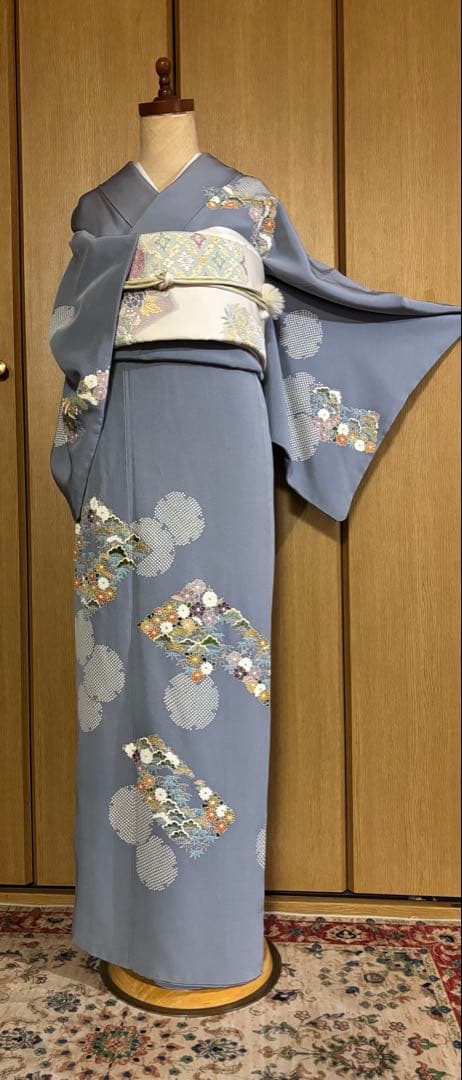 美しい日本の着物【京林】京屋林蔵 友禅と手刺繍　逸品訪問着　4点セット