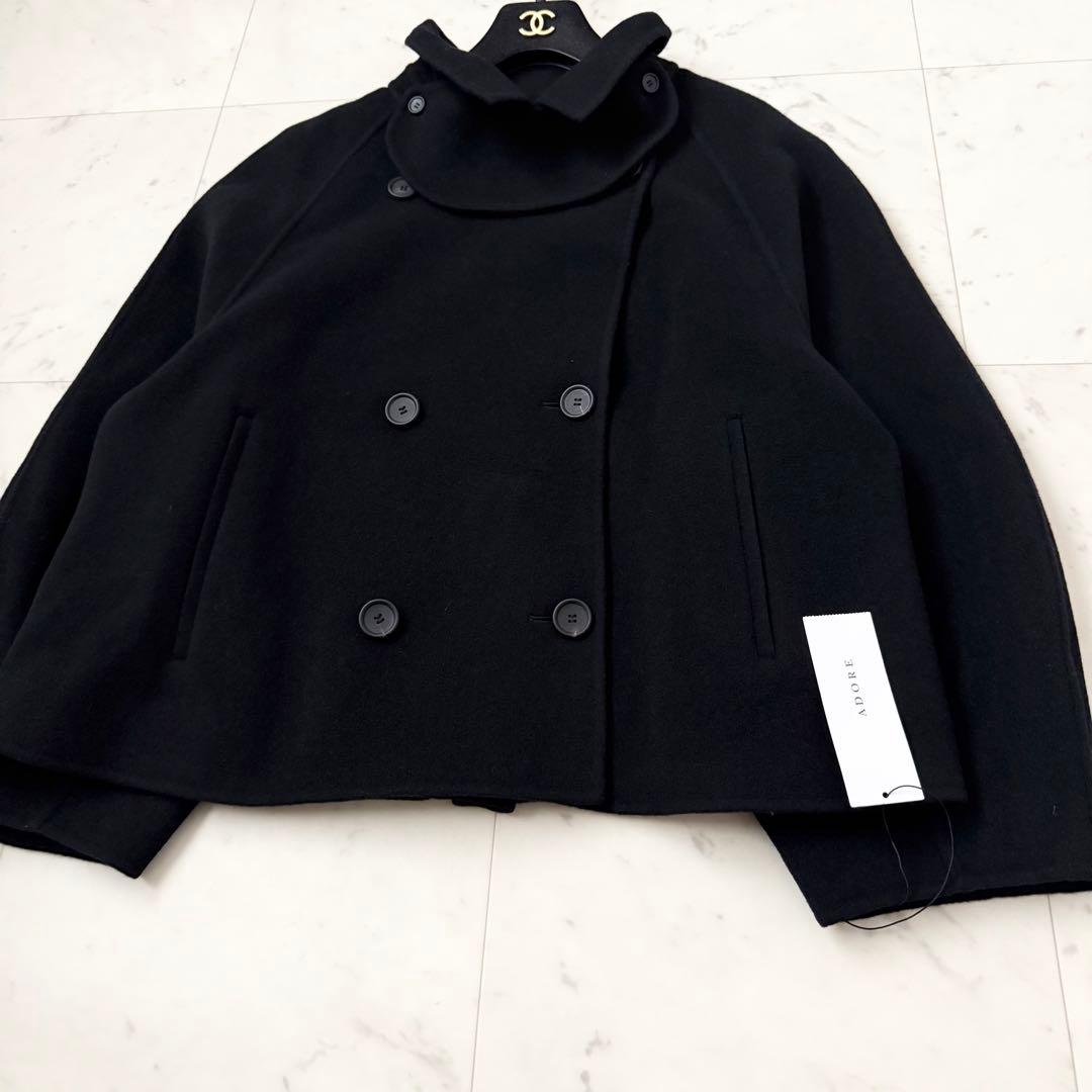 新品❤️23AW ADORE リバーショートコート　ピーコート　ブラック　M