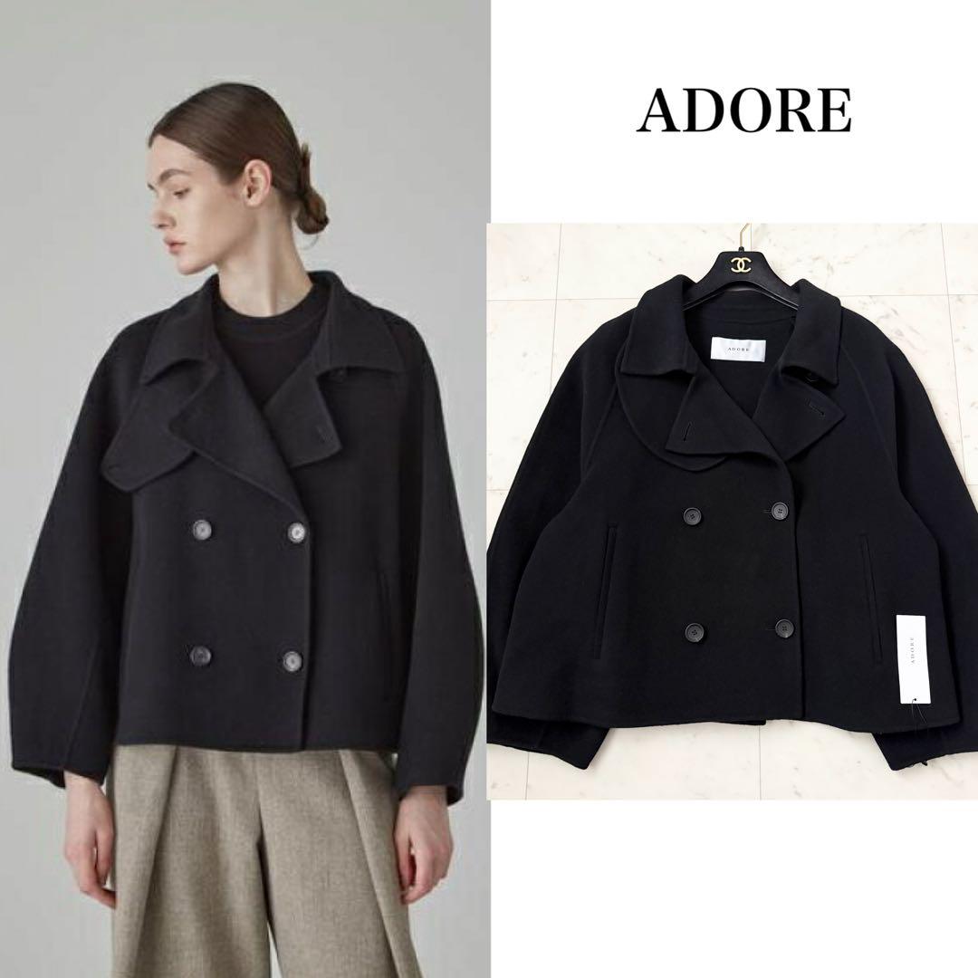 新品❤️23AW ADORE リバーショートコート　ピーコート　ブラック　M