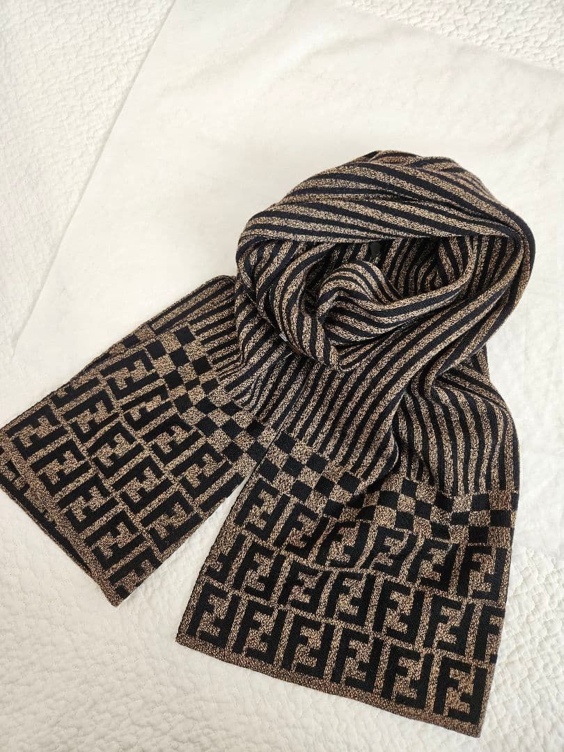 美品✨ FENDI フェンディ ズッカ柄 FF マフラー ウール イタリア