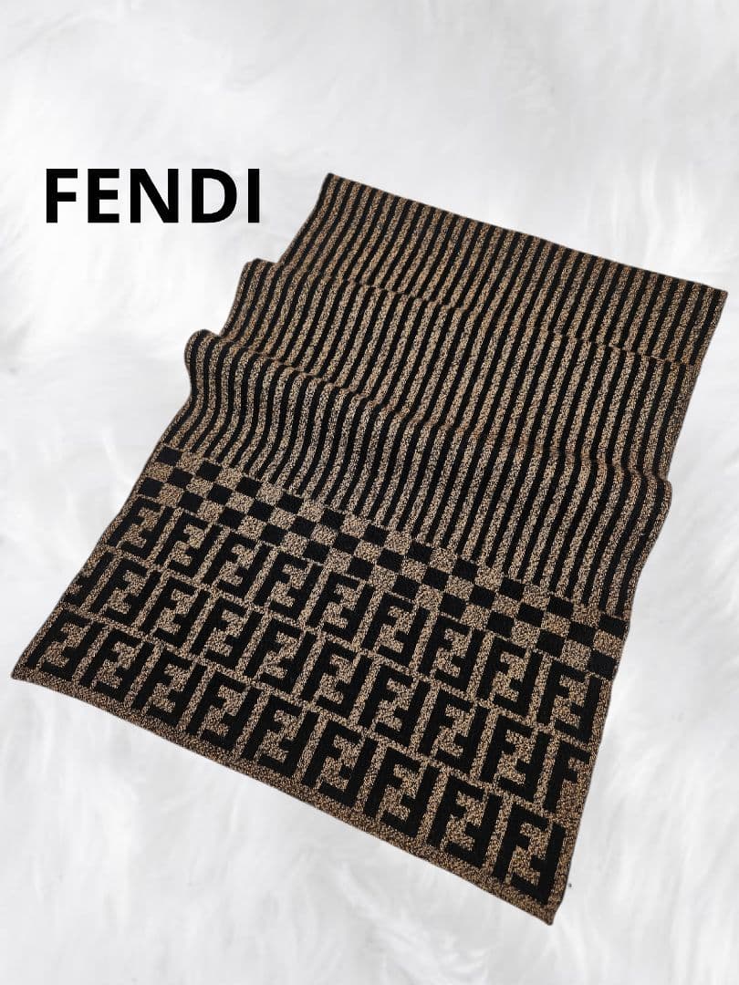 美品✨ FENDI フェンディ ズッカ柄 FF マフラー ウール イタリア