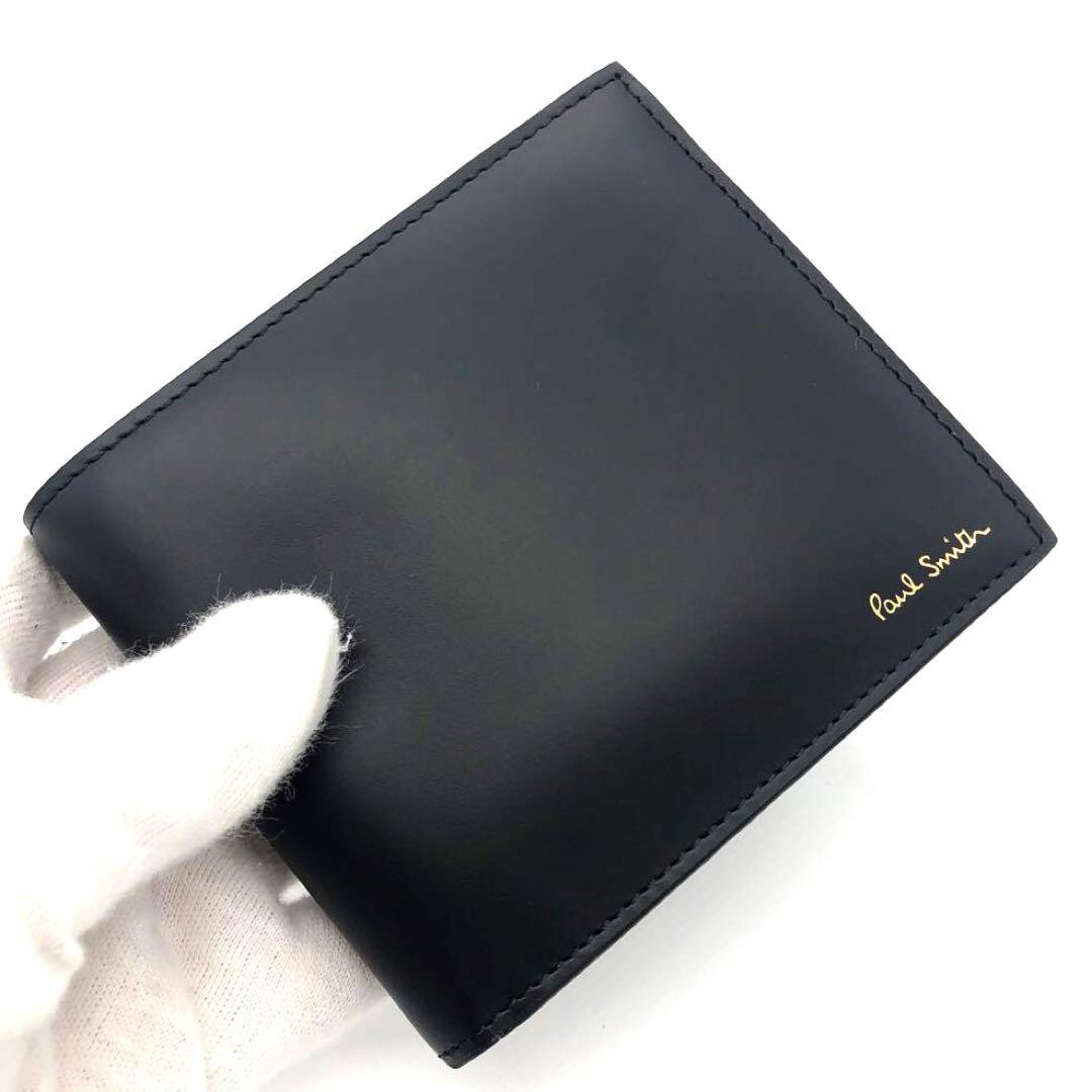 希少・未使用品☆ポールスミス ミニクーパー　レザー二つ折り財布　ブラック