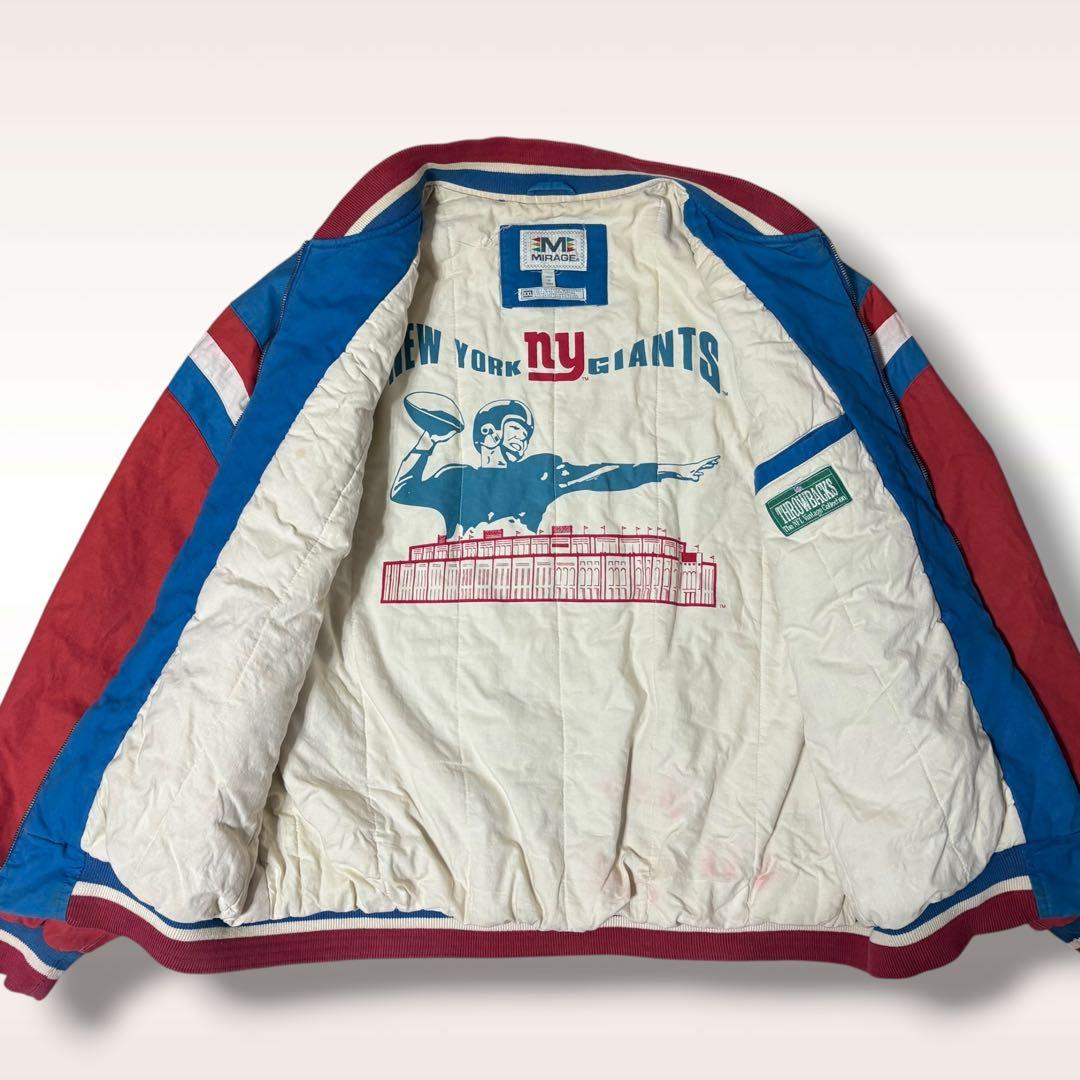 【90s古着】ニューヨークジャイアンツ　ミラージュ製　刺繍ロゴ　中綿スタジャン