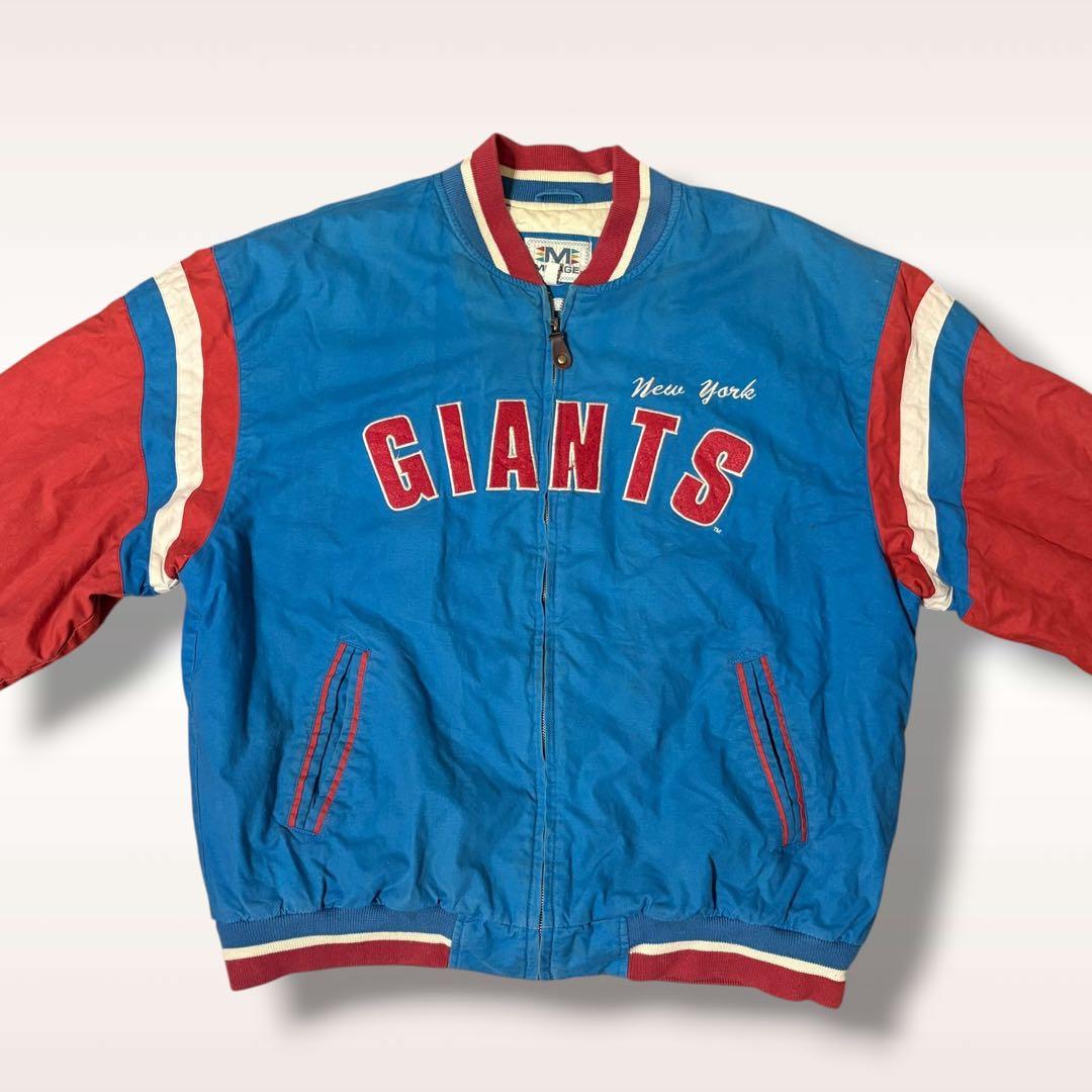 【90s古着】ニューヨークジャイアンツ　ミラージュ製　刺繍ロゴ　中綿スタジャン