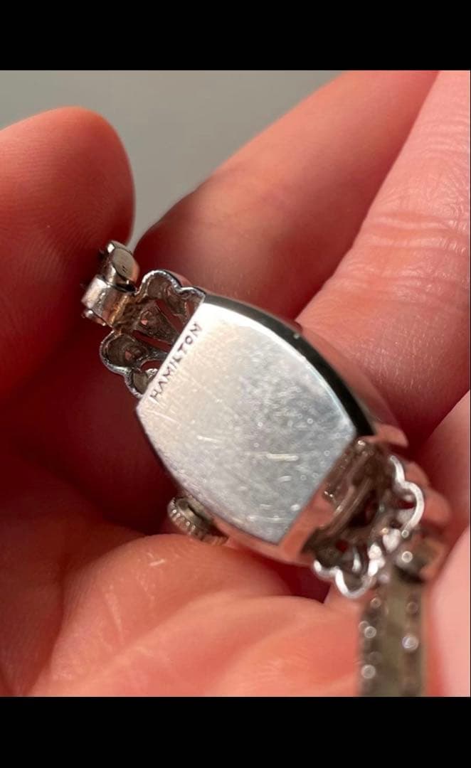 ハミルトン　レディース手巻きダイヤ アンティーク　　プラチナ　14k