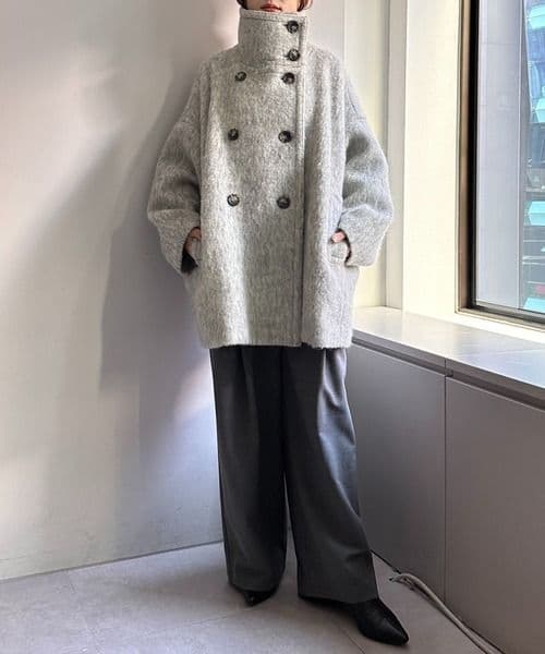 コラージュ ガリャルダガランテ シャギーコート ステンカラー スタンドネック